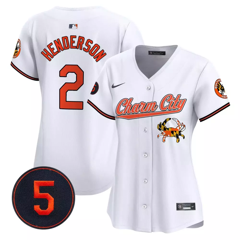 Gunnar Henderson 2 Jersey White City Connect Baltimore Orioles Charm Crab Women Alternate