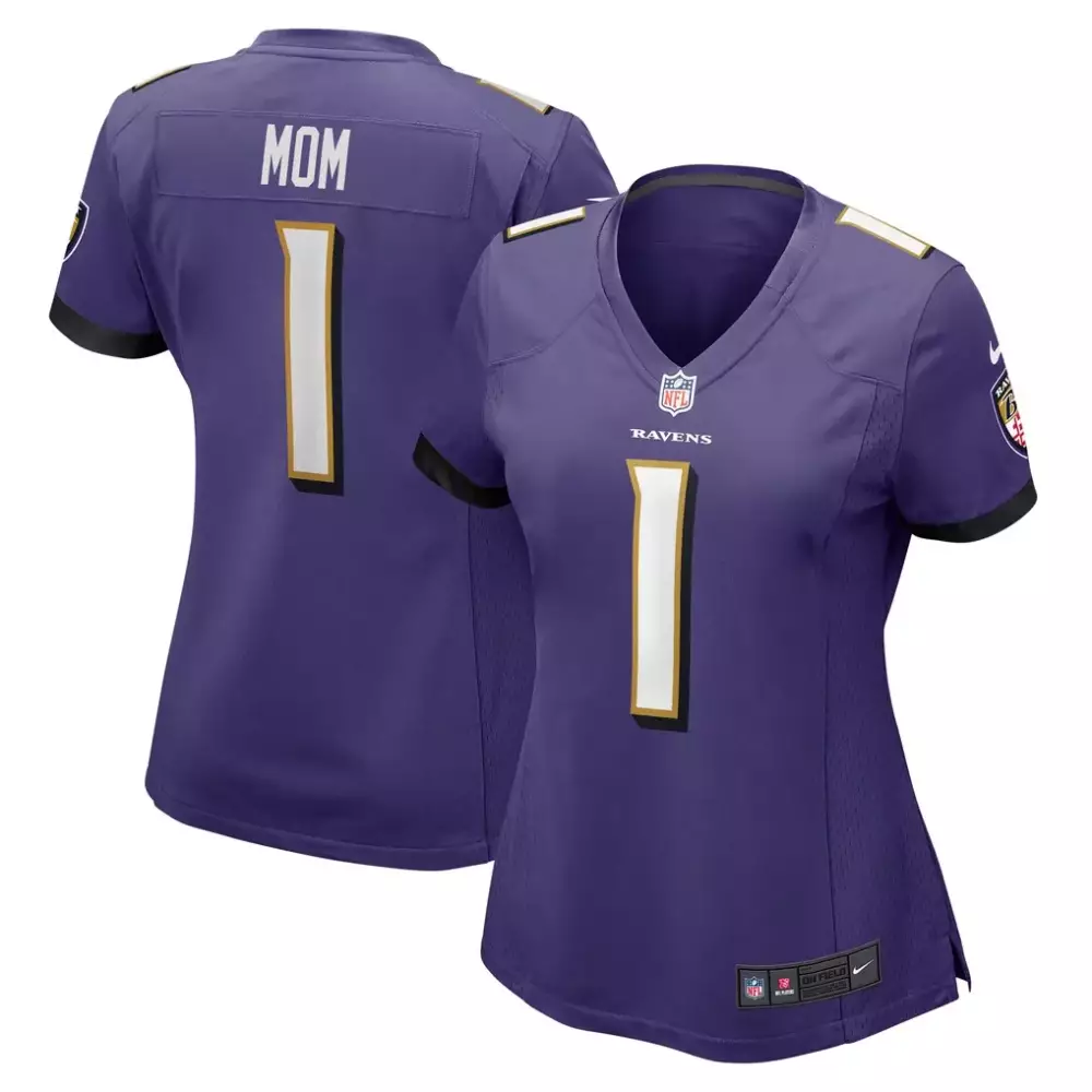 Mom 1 Ravens Jersey Purple Women Standard White Black Gold Game