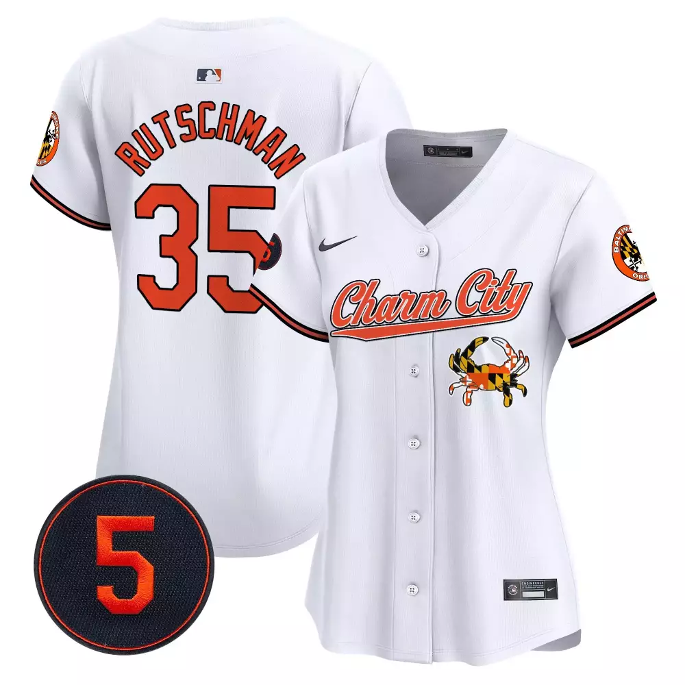 Adley Rutschman 35 Jersey White City Connect Baltimore Orioles Team Charm Crab Men