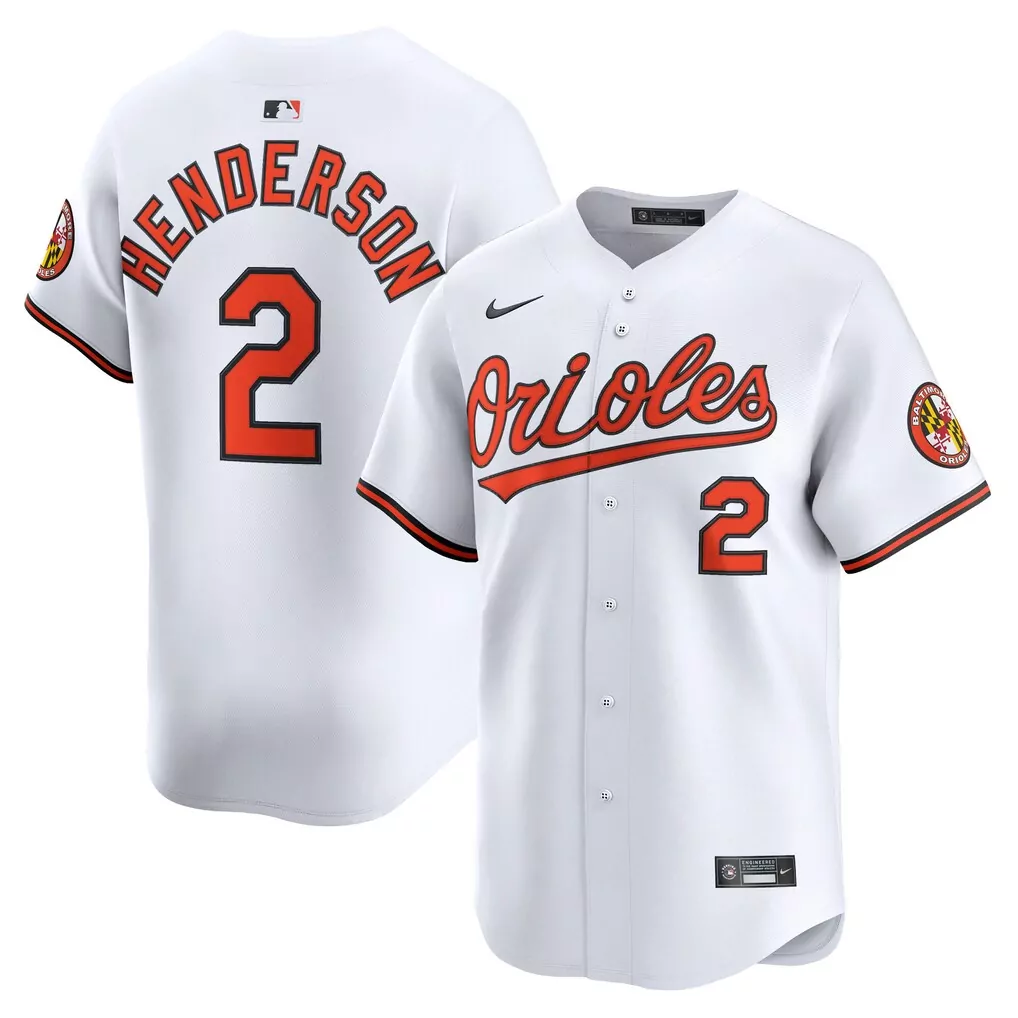 Gunnar Henderson 2 Orioles Jersey White Men Orange Black Home Limited