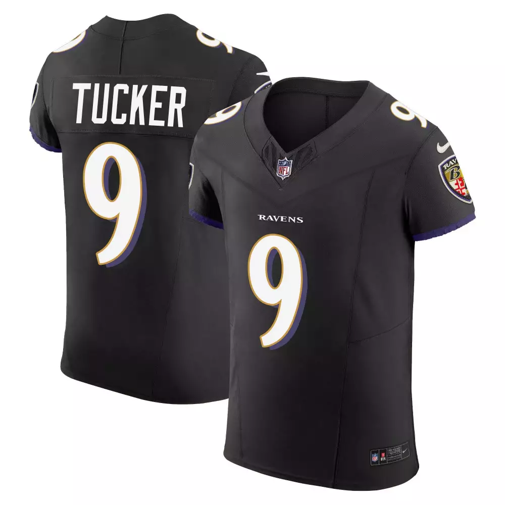 Justin Tucker 9 Ravens Jersey Black Men Authentic White Purple Vapor Elite All Stitched
