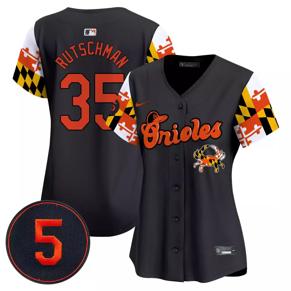 Adley Rutschman 35 Orioles Jersey Black City Connect Men Split Design Orange White