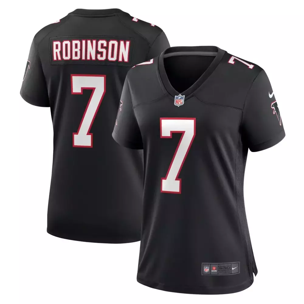 Bijan Robinson 7 Falcons Jersey Black Women Home White Red Alternate Game