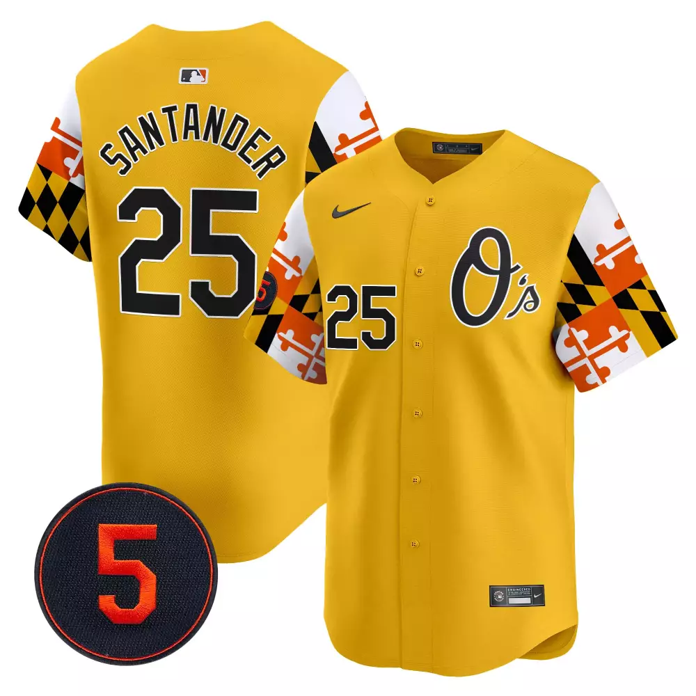 Anthony Santander 25 Orioles Jersey Yellow City Connect Men Alternate Split Design