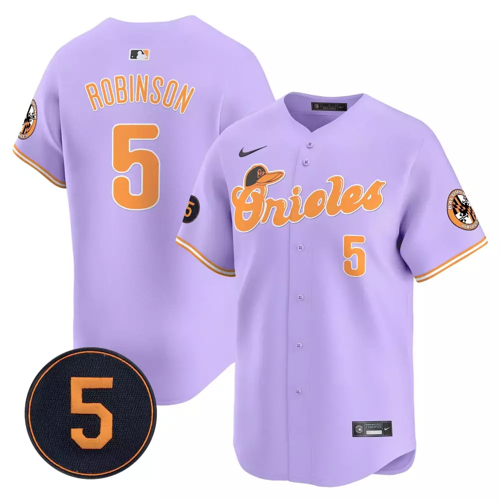Brooks Robinson 5 Orioles Jersey Lavender City Connect Baltimore Team Number Men