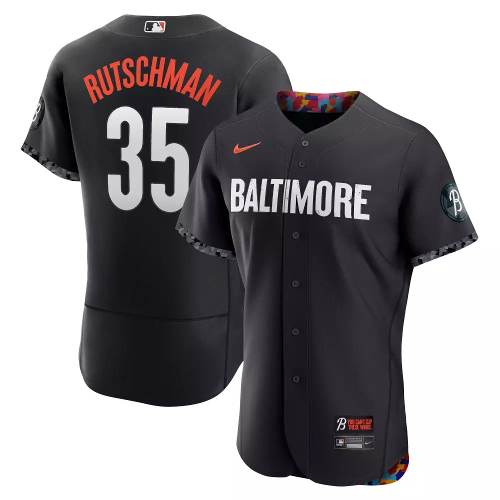 Adley Rutschman 35 Jersey Black City Connect Baltimore Orioles Bird 2023 Men Split Design