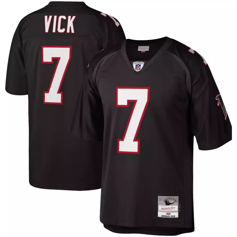 Michael Vick 7 Falcons Jersey Black Throwback Men Replica Red White Legacy