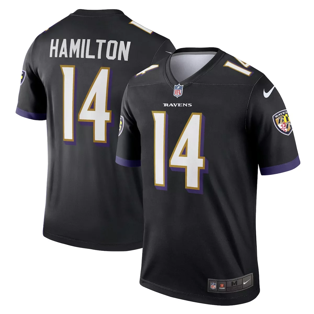 Kyle Hamilton 14 Ravens Jersey Black Men Replica White Purple