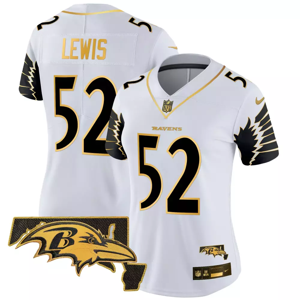 Lewis 52 Ravens Jersey White Super Bowl Xlvii Baltimore Women Alternate Black Gold