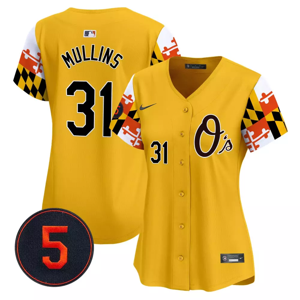 Cedric Mullins 31 Orioles Jersey Yellow Men Alternate Split Design Black Orange White