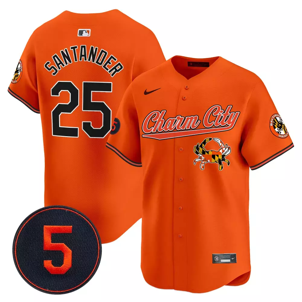 Anthony Santander 25 Jersey Orange City Connect Baltimore Orioles Charm Crab Men