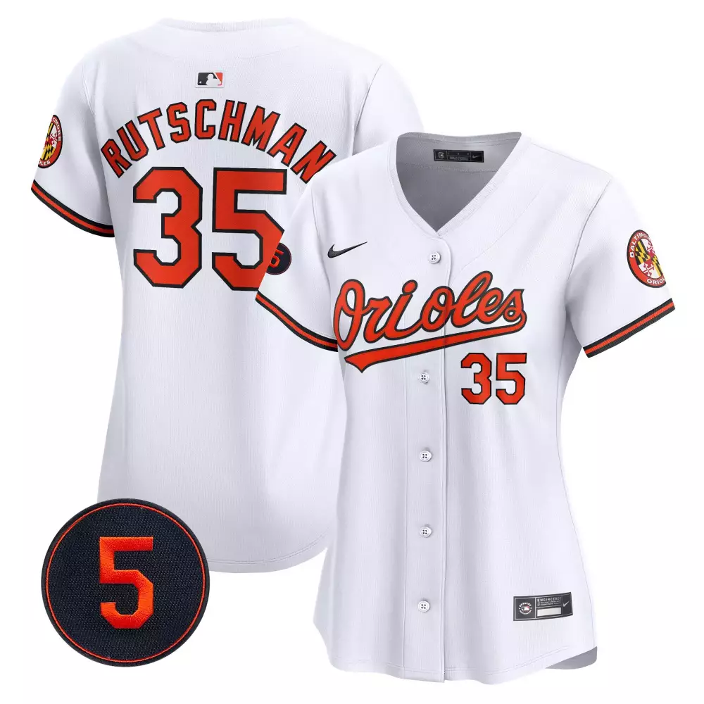 Adley Rutschman 35 Orioles Jersey White Baltimore Men Orange Black Vapor Premier