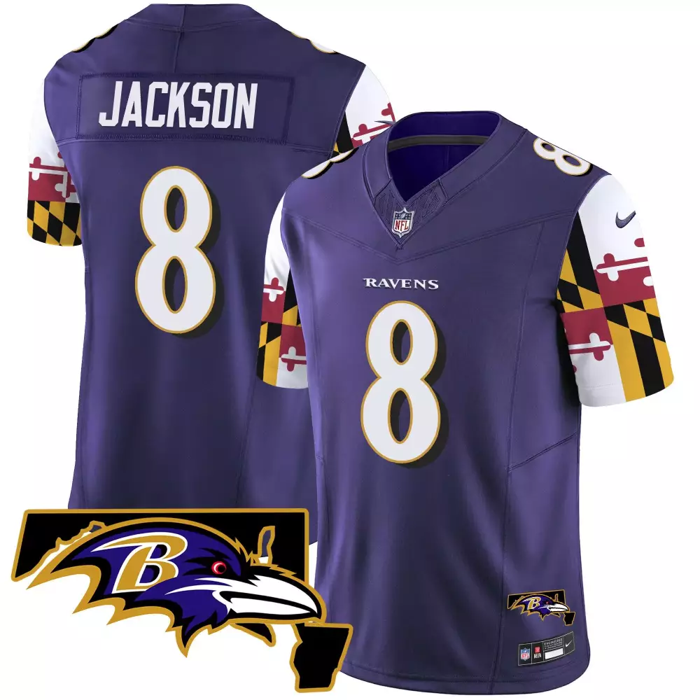 Lamar Jackson 8 Baltimore Ravens Jersey Purple Men Alternate White Yellow Red Black