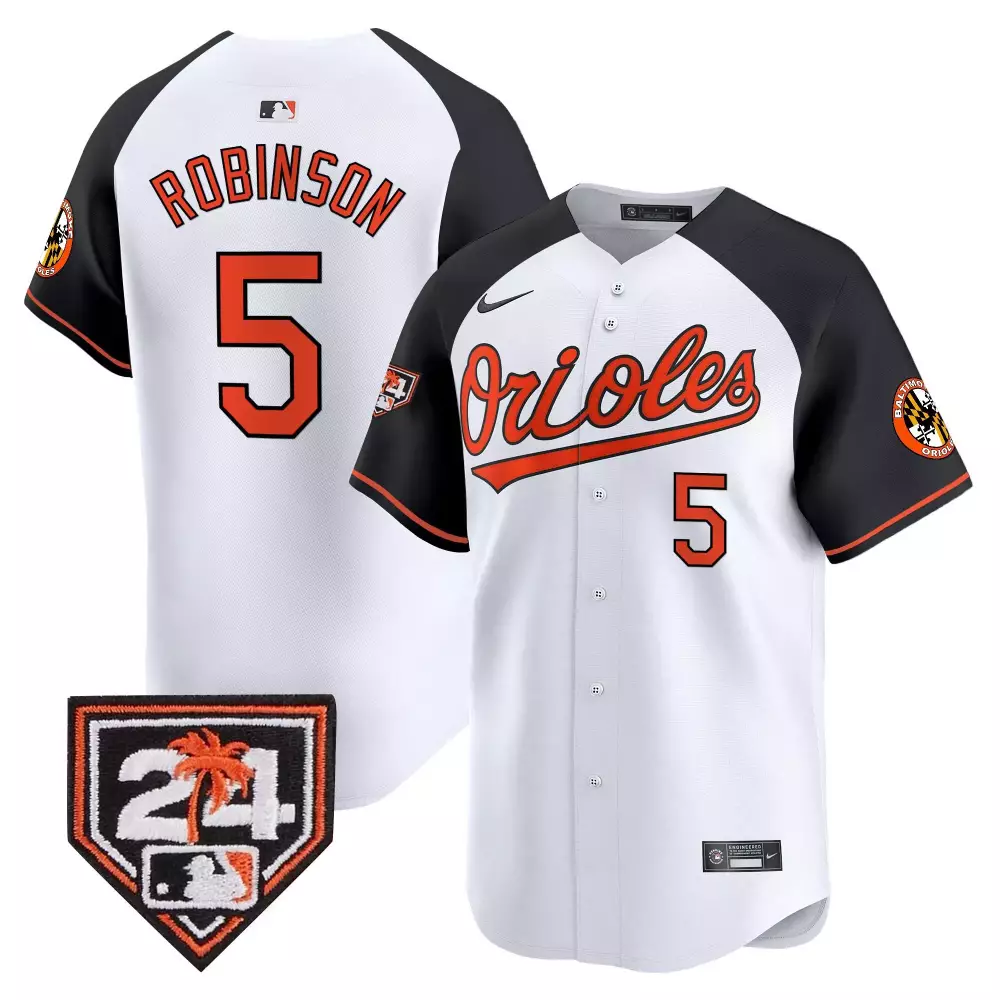 Brooks Robinson 5 Orioles Jersey White Men Black Orange Alternate Vapor Premier Limited
