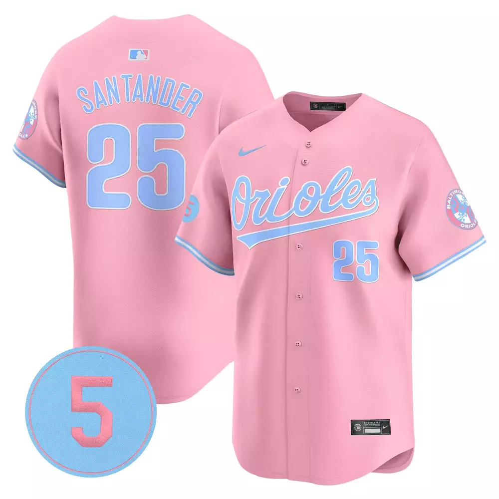 Anthony Santander 25 Orioles Jersey Pink Men Light Blue Unisex Vapor Premier Limited