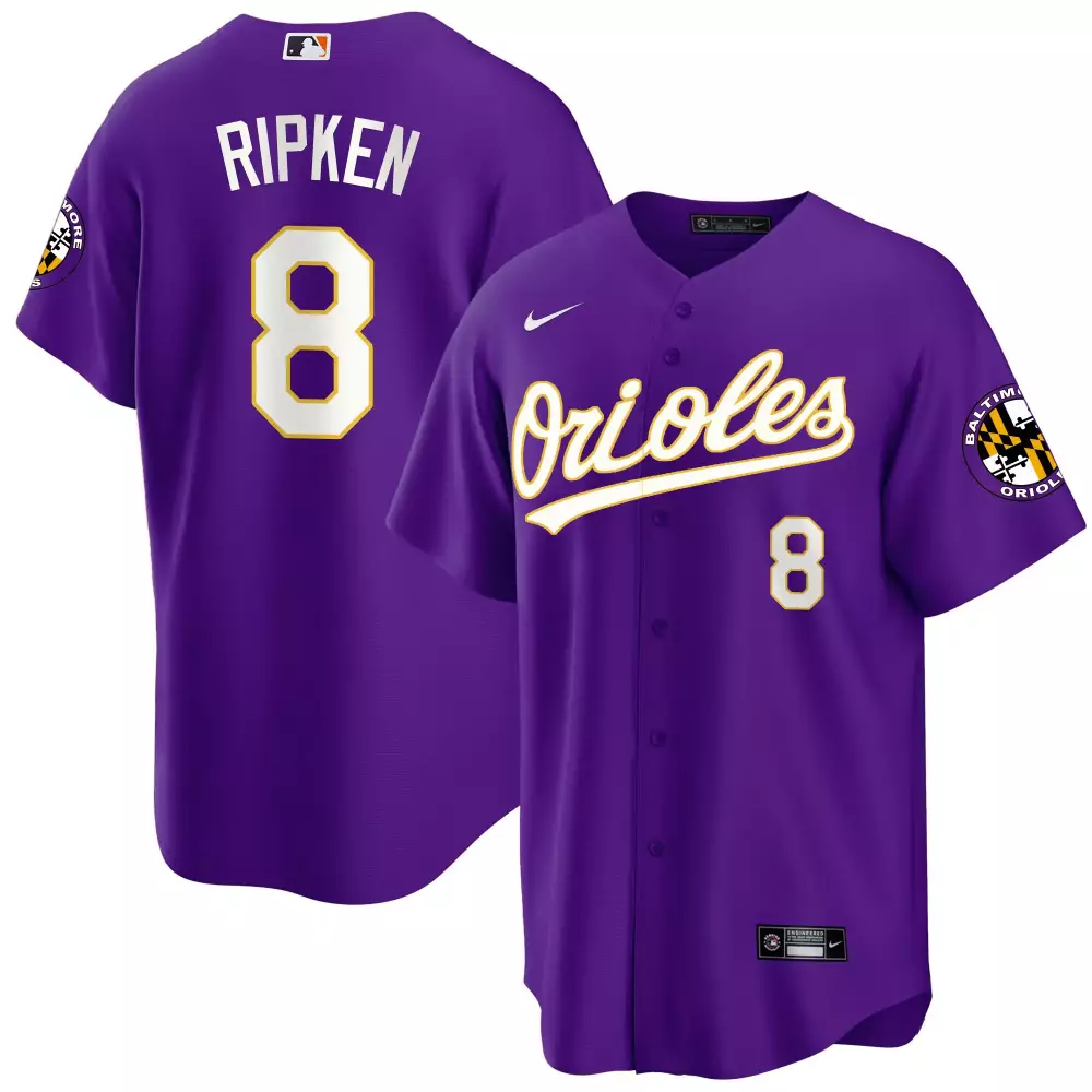 Cal Ripken 8 Orioles Jersey Purple City Connect Baltimore Major League Baseball 2023