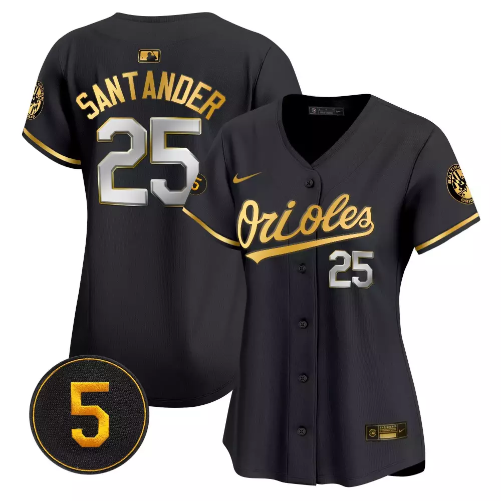 Anthony Santander 25 Orioles Jersey Black Baltimore Men Button-down Gold Limited