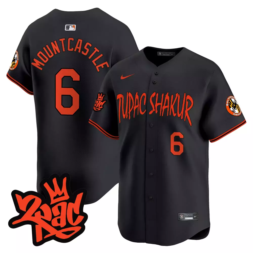 Ryan Mountcastle 6 Jersey Black Tupac Shakur Baltimore Orioles Men Orange Stitched