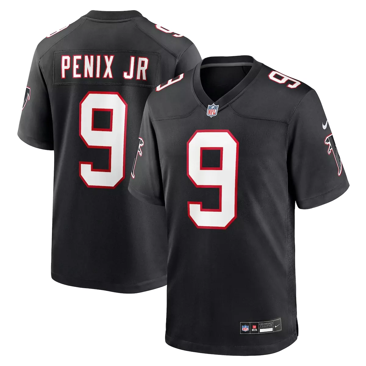 Michael Penix 9 Atlanta Falcons Jersey Black Men Standard White Red Alternate Game