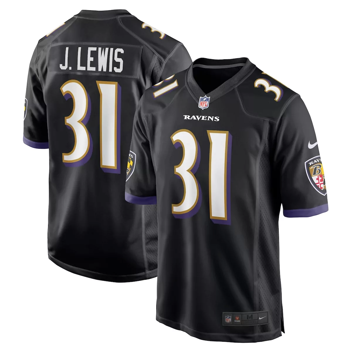 Jamal Lewis 31 Ravens Jersey Black Men Replica Purple White Gold Retired Alternate