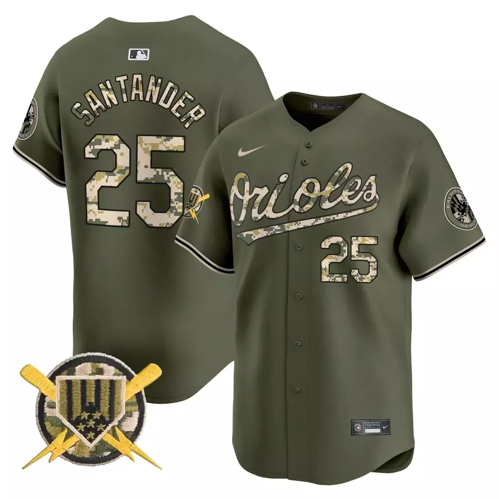 Anthony Santander 25 Orioles Jersey Olive Green Military Appreciation Baltimore Team