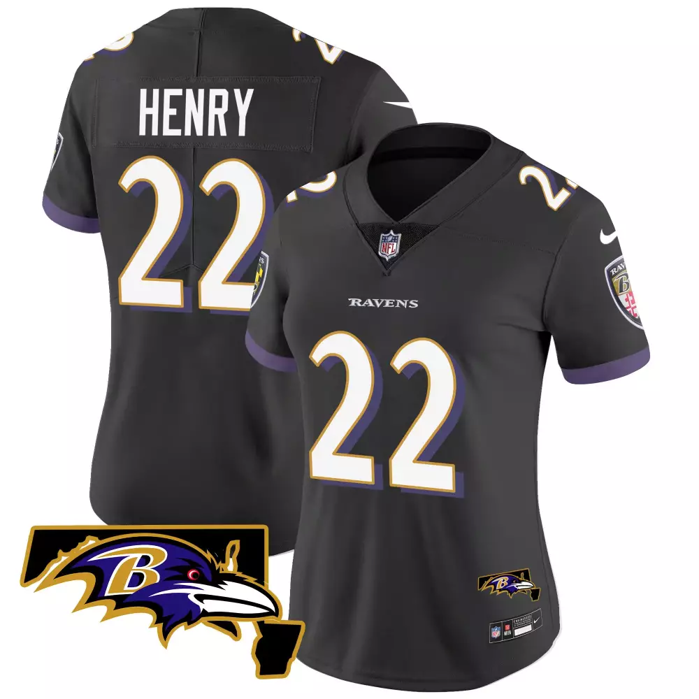 Henry 22 Ravens Jersey Black Women Purple White Vapor Limited All Stitched