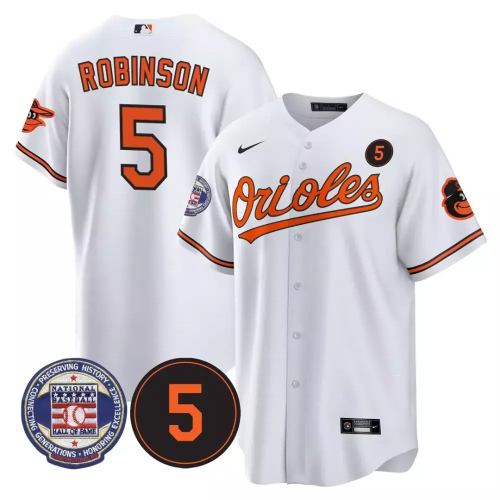 Brooks Robinson 5 Orioles Jersey White National Baseball Hall Fame Men Orange Black