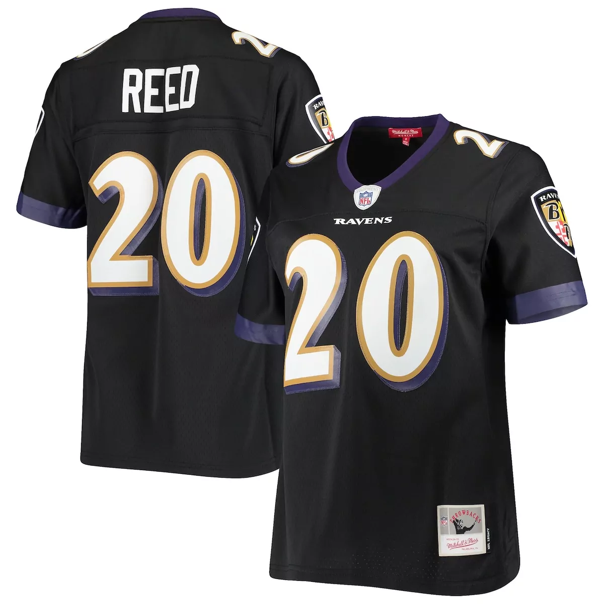 Ed Reed 20 Ravens Jersey Black Throwback Men Replica Design Purple Gold White Legacy