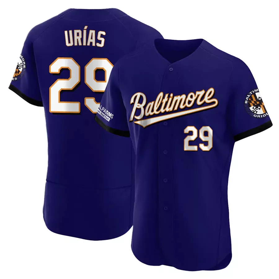 Julio Urias 29 Baltimore Orioles Jersey Purple Men Orange White Black Stitched