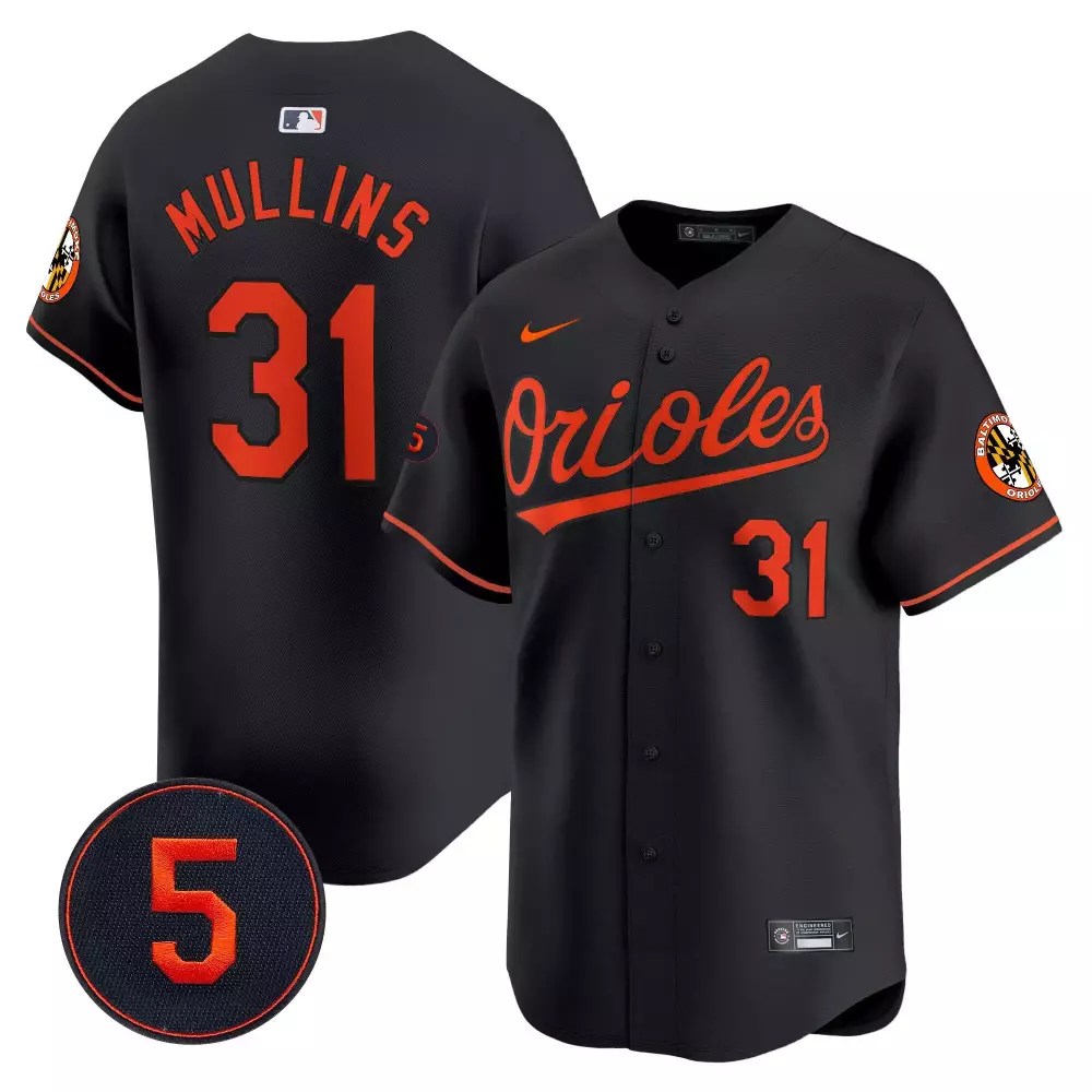 Cedric Mullins 31 Jersey Black Baltimore Orioles Team Player Number Men Replica Orange
