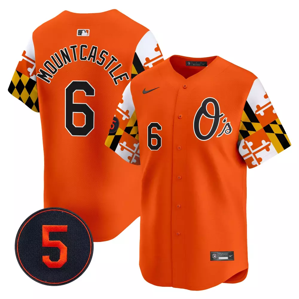 Ryan Mountcastle 6 Orioles Jersey Orange Maryland Flag Men Split Design White Black