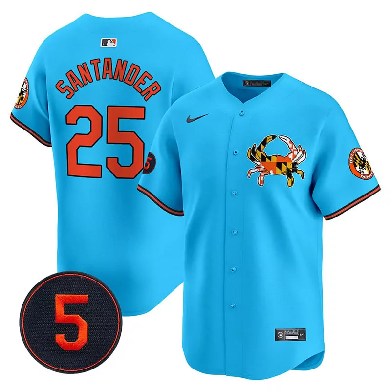 Anthony Santander 25 Jersey Blue Baltimore Orioles Crab Maryland Flag Men Orange
