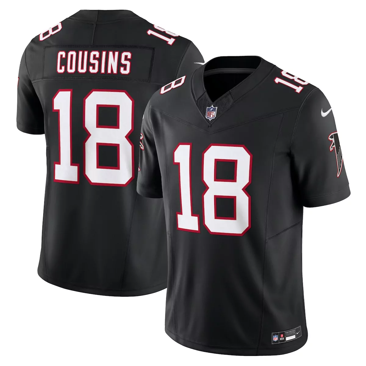 Kirk Cousins 18 Atlanta Falcons Jersey Black Men Standard White Red Vapor Limited