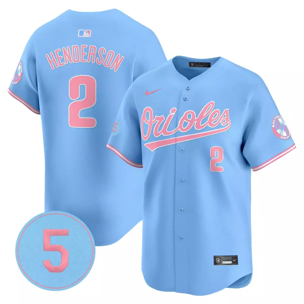 Gunnar Henderson 2 Orioles Jersey Light Blue City Connect Team Men Alternate Pink