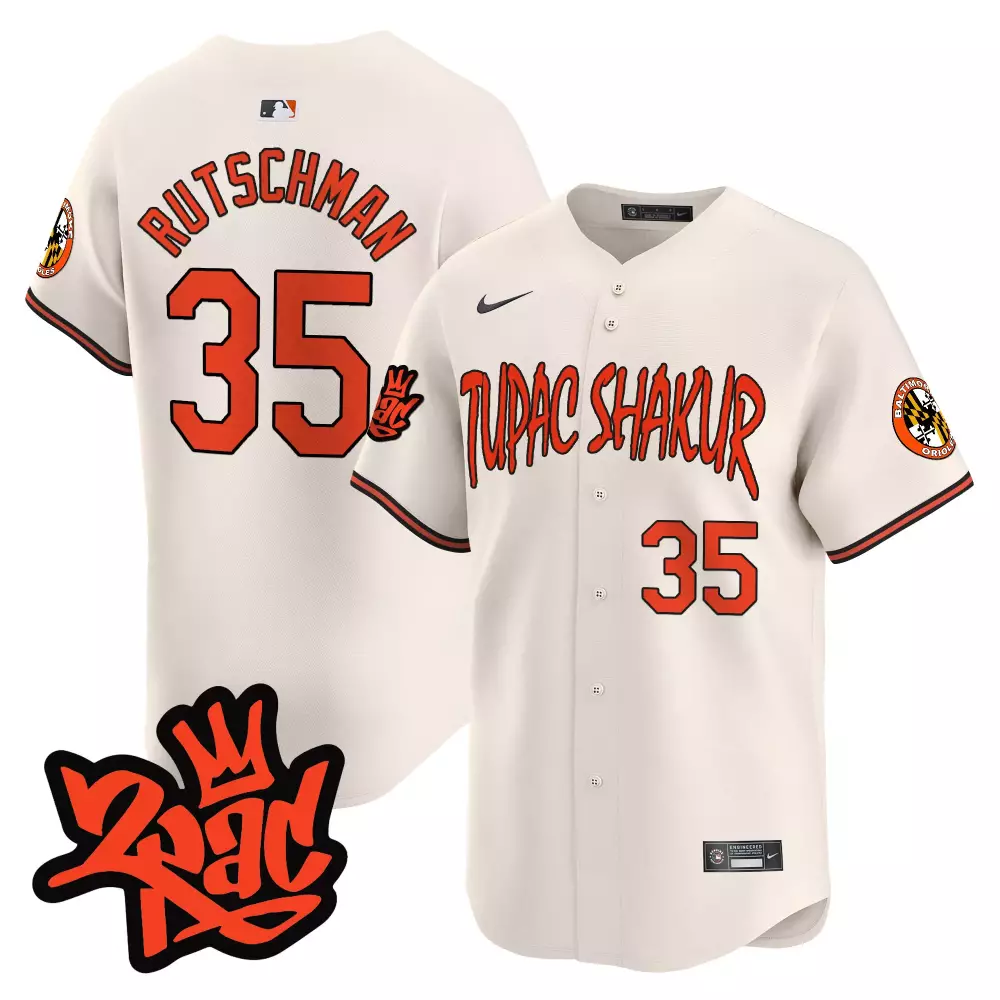 Adley Rutschman 35 Jersey White Tupac Shakur Baltimore Orioles Men Orange Black Stitched