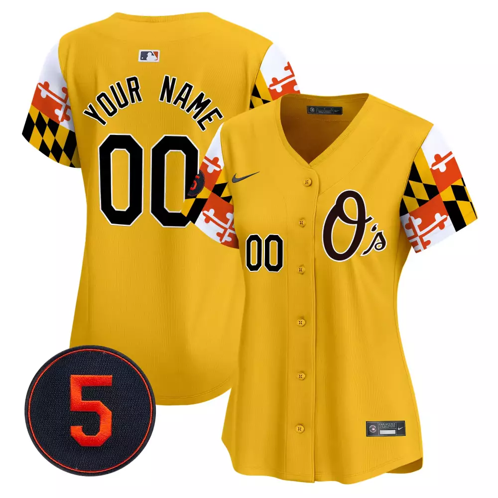 Custom Orioles Jersey Yellow Women Split Design White Black Orange Red Maroon Vapor