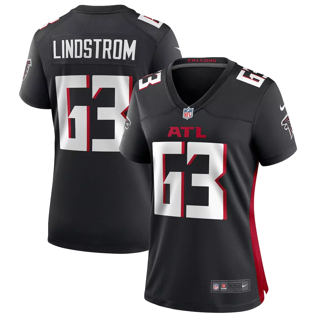 Chris Lindstrom 63 Falcons Jersey Black Women Player Red White Game
