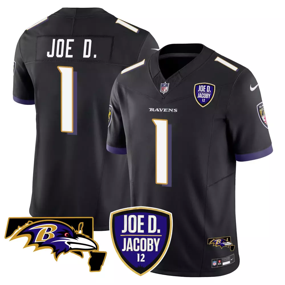 Joe D 1 Baltimore Ravens Jersey Black Jacoby Equipment Tag Men Player Purple White