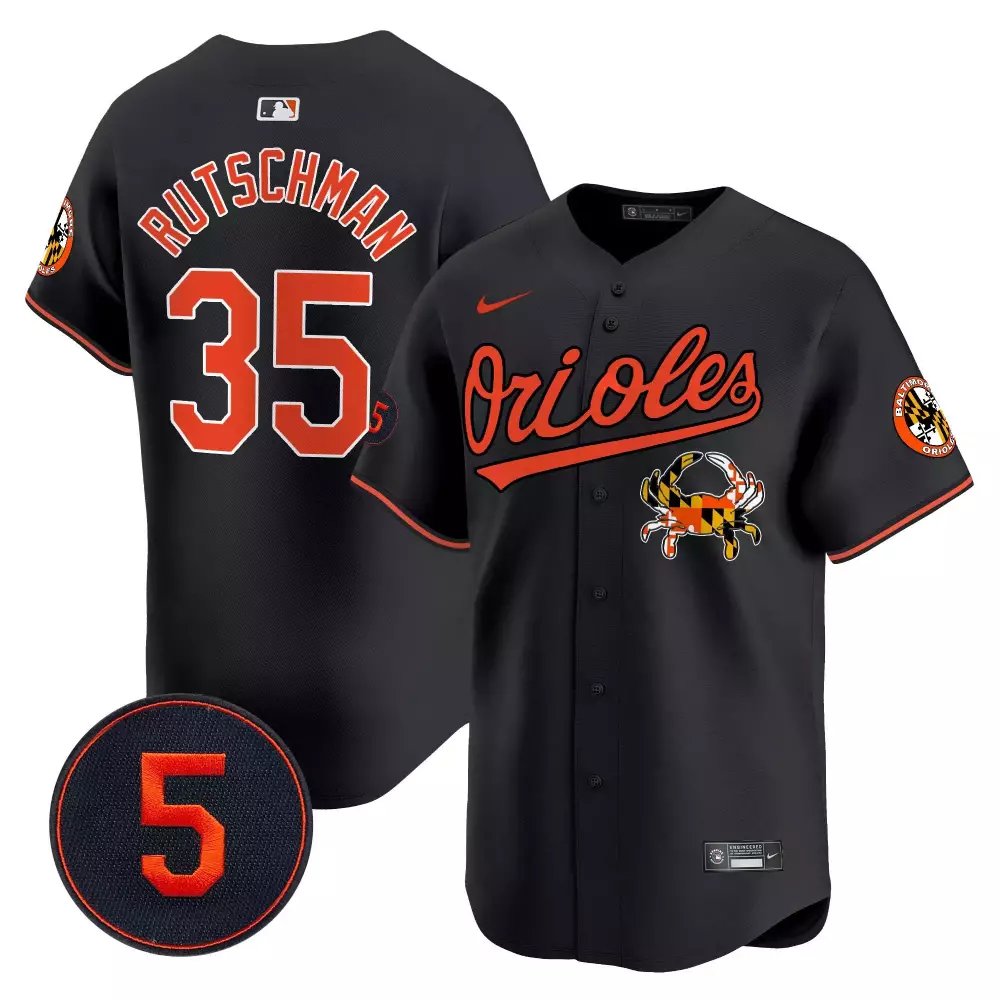Adley Rutschman 35 Orioles Jersey Black City Connect Team Crab Men Orange White Vapor