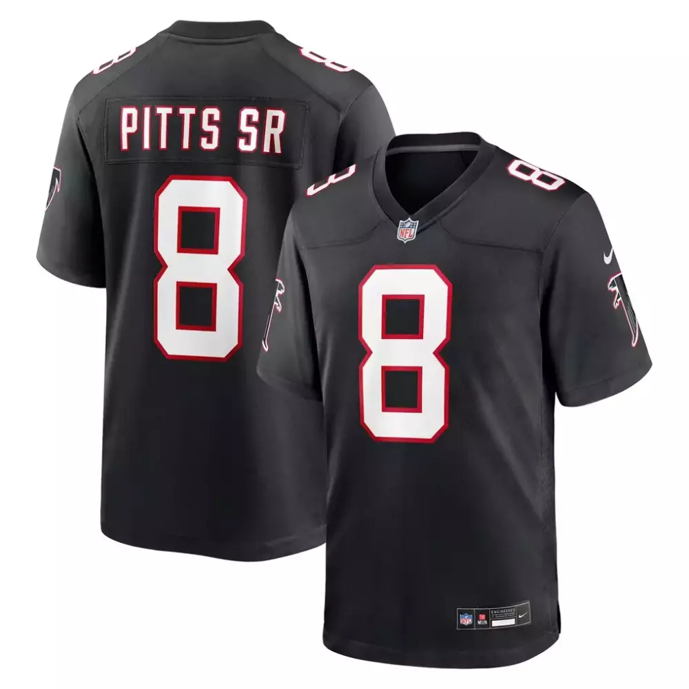 Kyle Pitts Sr. 8 Atlanta Falcons Jersey Black Men Red White Alternate Game