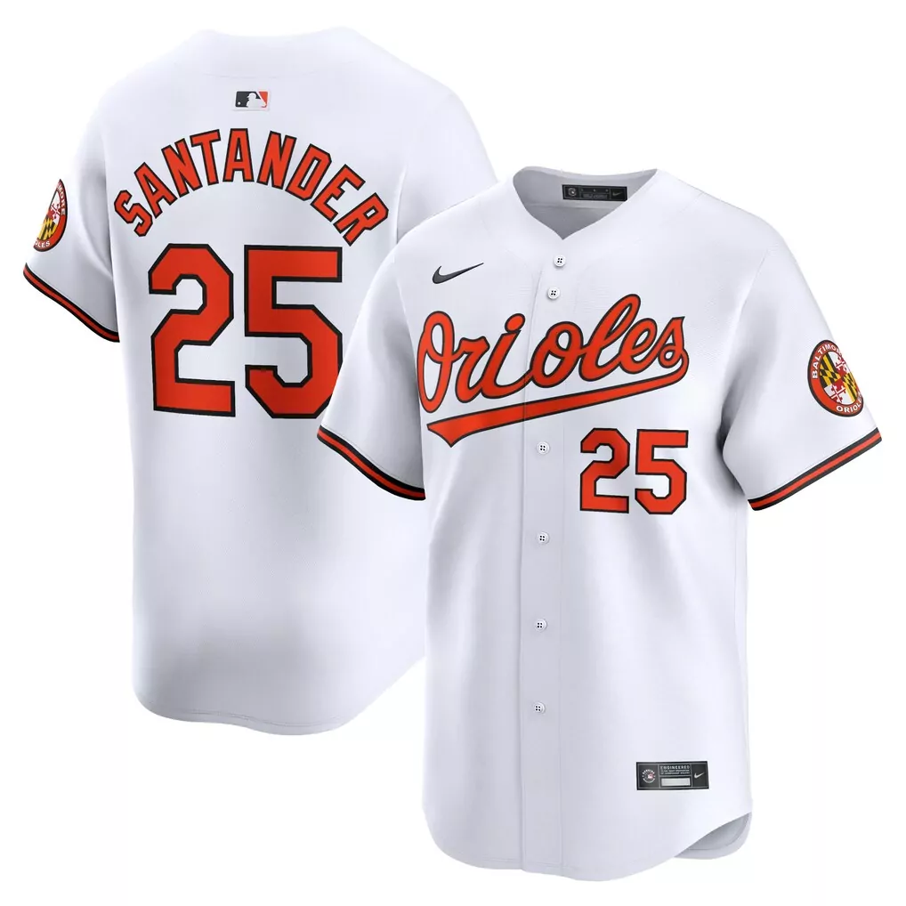 Anthony Santander 25 Orioles Jersey White Men Orange Black Home Limited