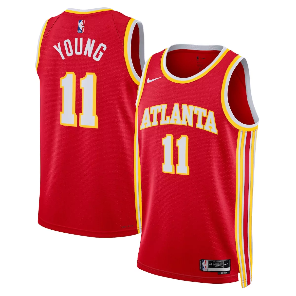 Trae Young 11 Atlanta Hawks Jersey Red Men Replica White Yellow Icon Unisex