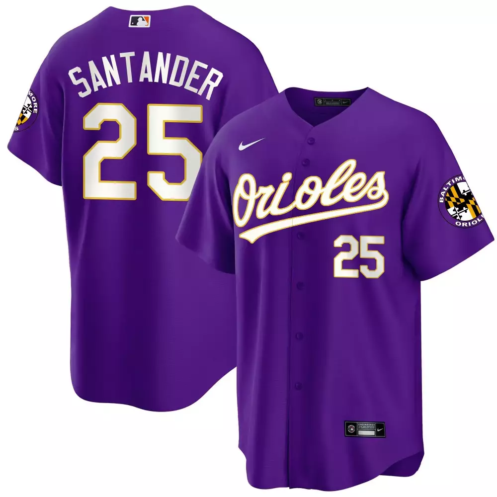 Anthony Santander 25 Orioles Jersey Purple Baltimore Team Men White Gold Cool All