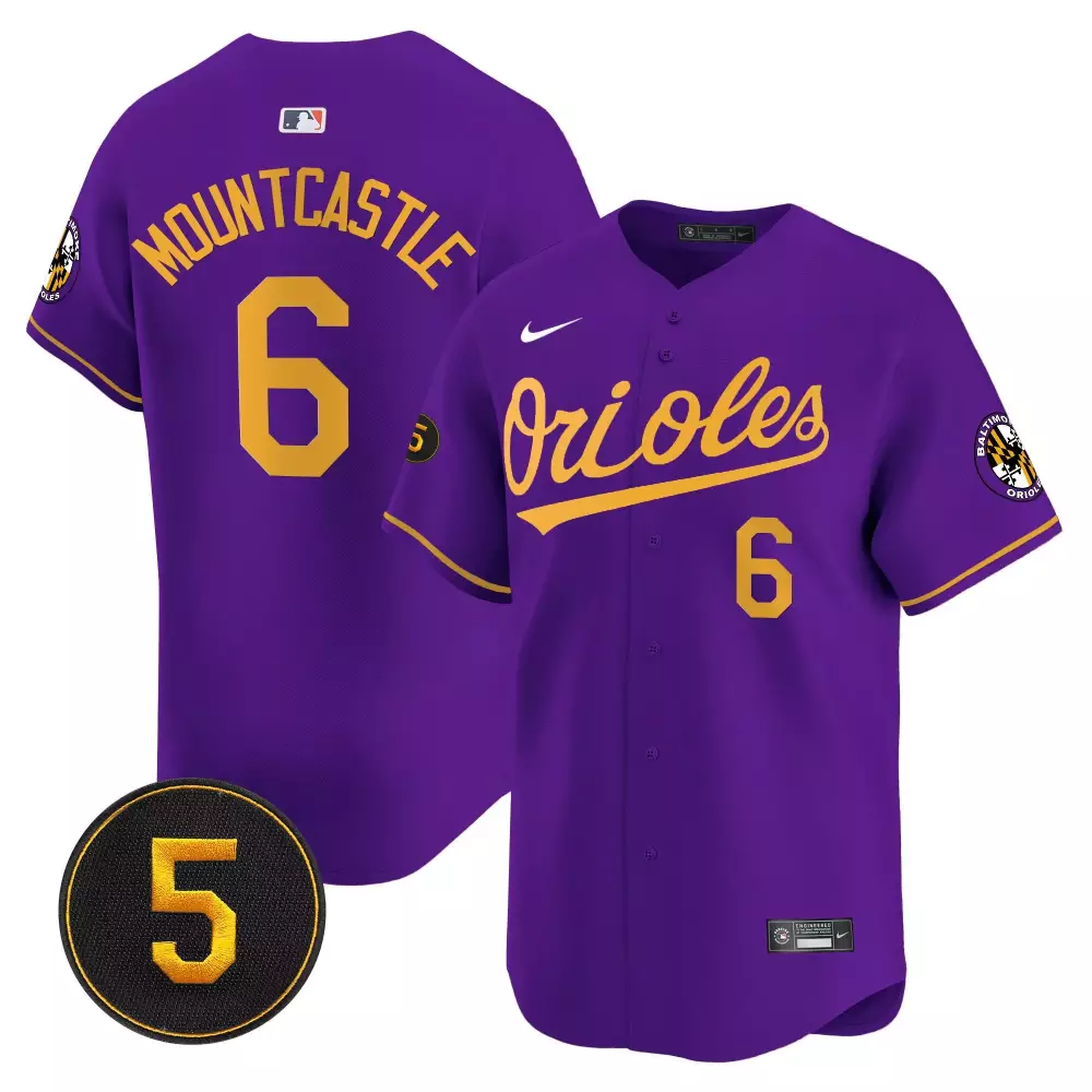Ryan Mountcastle 6 Orioles Jersey Purple City Connect Baltimore Team Number Men Gold