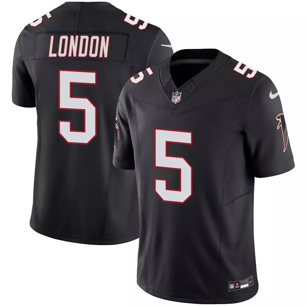 Drake London 5 Atlanta Falcons Jersey Black Men NFL White Red Vapor Limited All Stitched