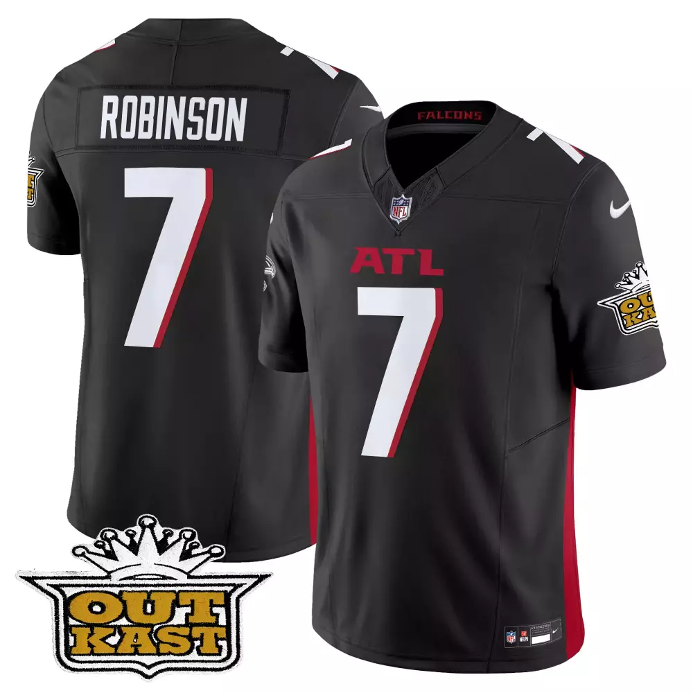 Bijan Robinson 7 Falcons Jersey Black Outkast Men Replica Red White Vapor Limited