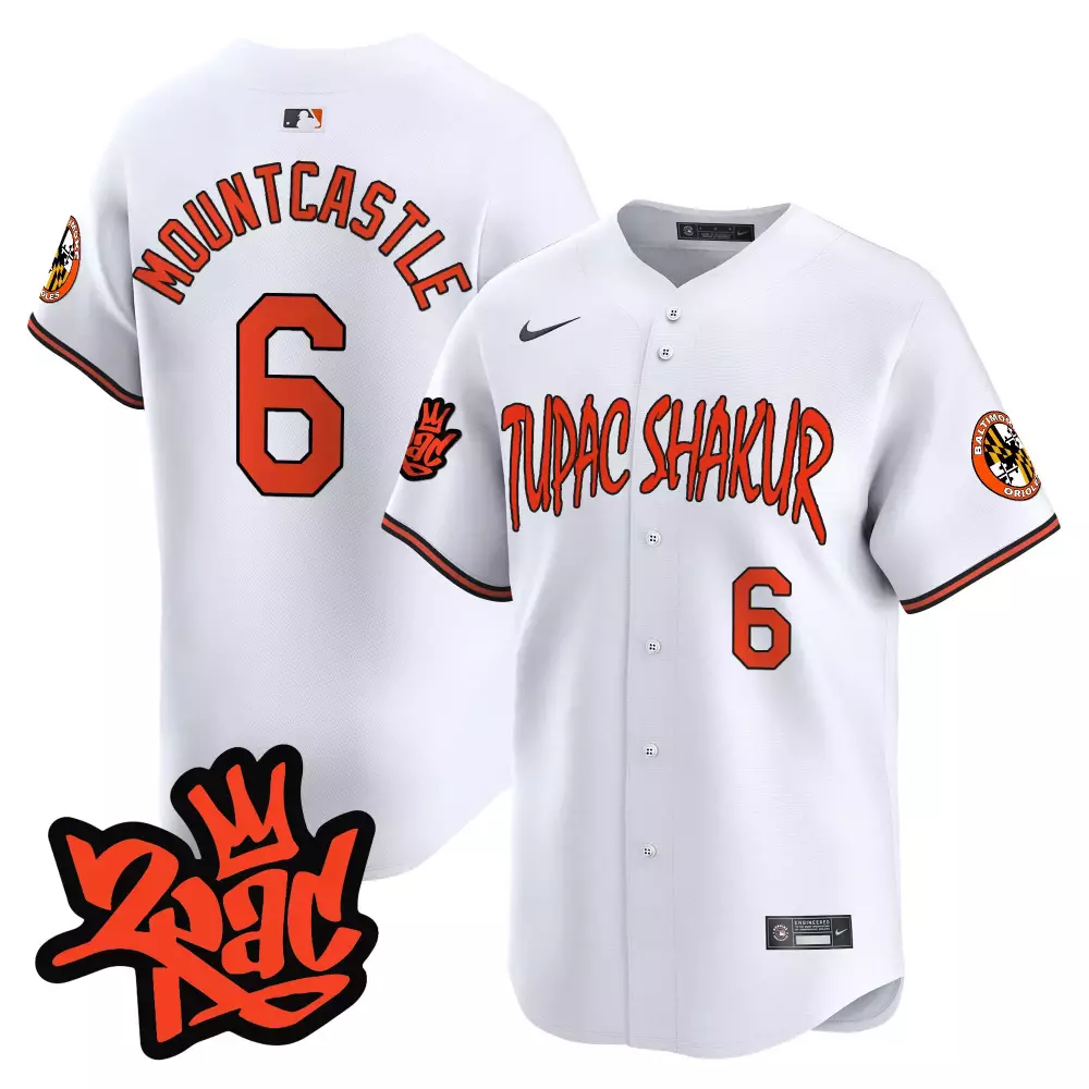 Ryan Mountcastle 6 Jersey White Tupac Shakur Baltimore Orioles Men Orange Black Stitched