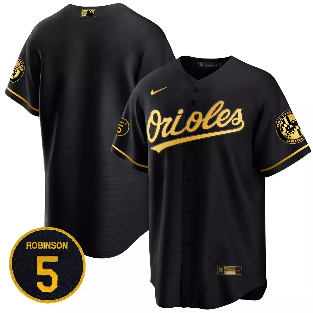 Brooks Robinson 5 Orioles Jersey Black City Connect Commonwealth Men Gold Limited