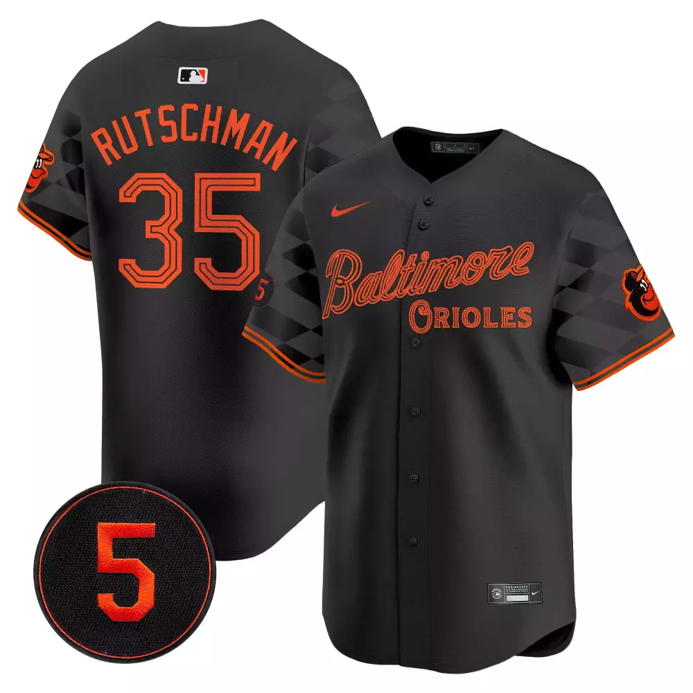Adley Rutschman 35 Jersey Black Baltimore Orioles Men Orange Vapor Embroidered