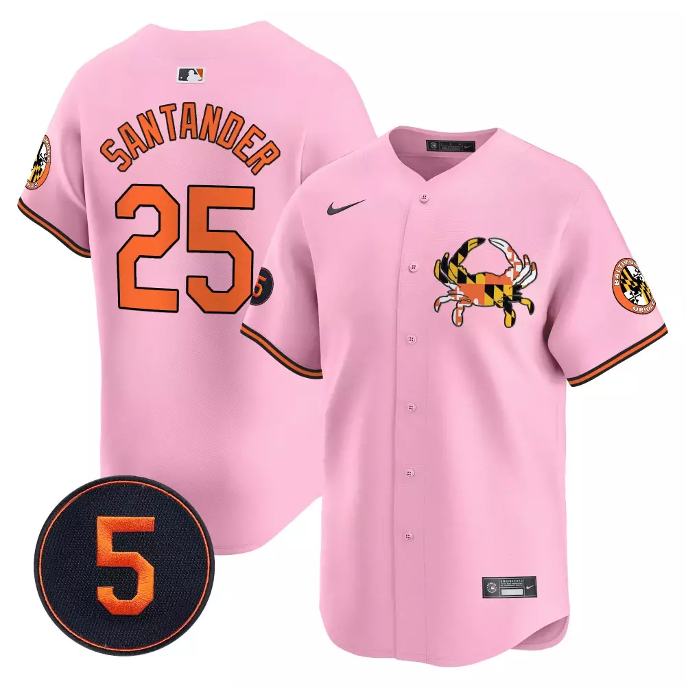 Anthony Santander 25 Jersey Pink City Connect Baltimore Orioles Maryland Flag Crab